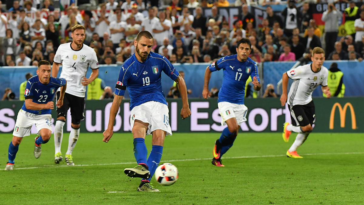 A view of the action between Germany and Italy during their UEFA Euro 2016 Quarter-final match