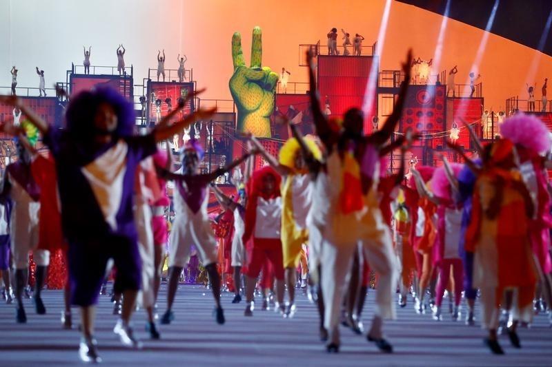 2016 Rio Olympics - Opening Ceremony - Maracana - Rio de Janeiro, Brazil - 05/08/2016. Performers take part in the opening ceremony. REUTERS/Kai Pfaffenbach