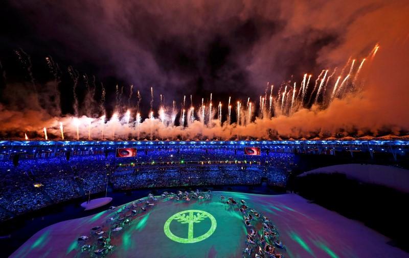 2016 Rio Olympics - Opening ceremony - Maracana - Rio de Janeiro, Brazil - 05/08/2016. Fireworks explode during the opening ceremony     REUTERS/Fabrizio Bensch